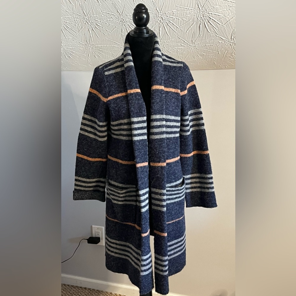 RED Long Sleeve Striped Duster